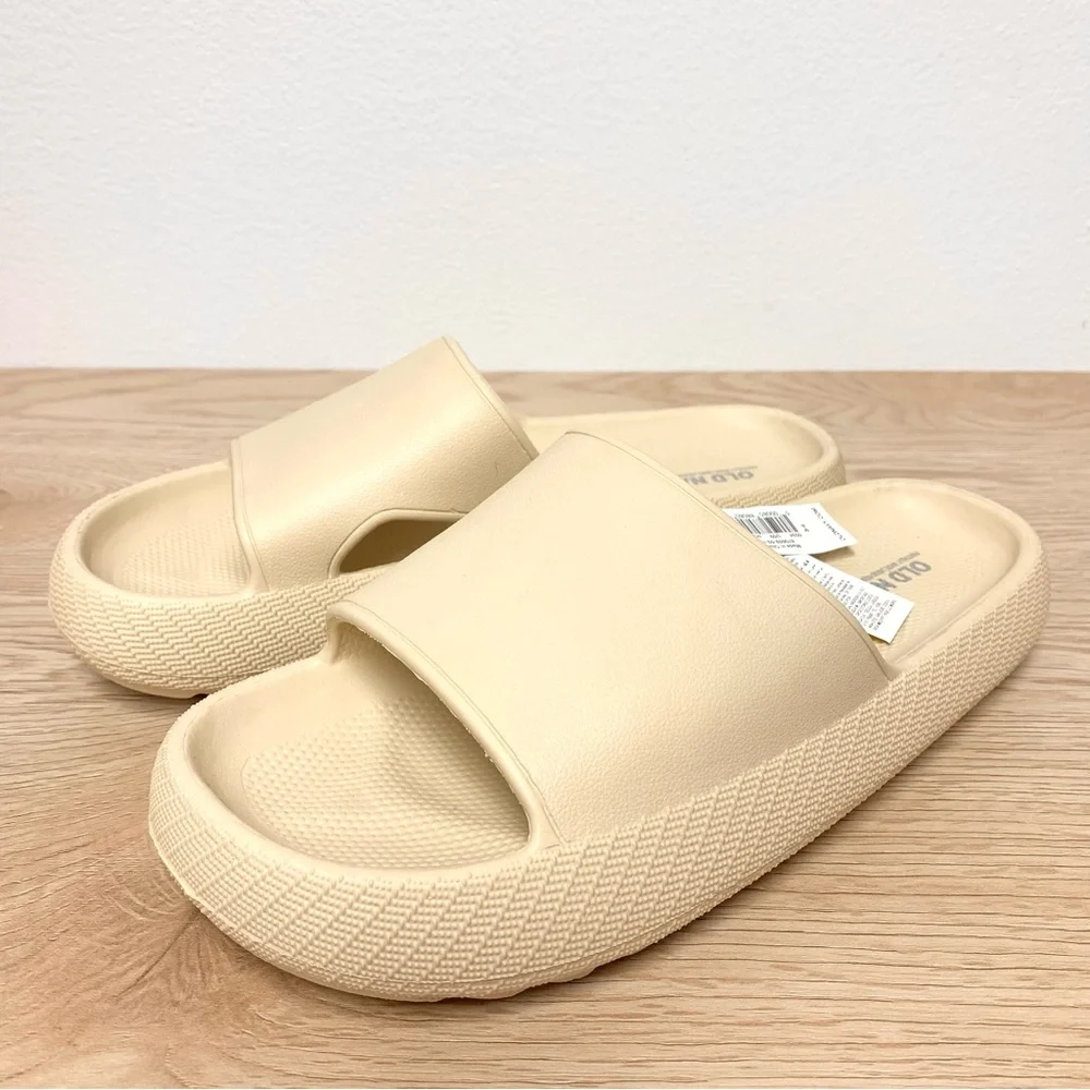 Old Navy Platform Slide‎ EVA Sandals Kids 3-4 Beige Pillow Cloud Cushion Chunky